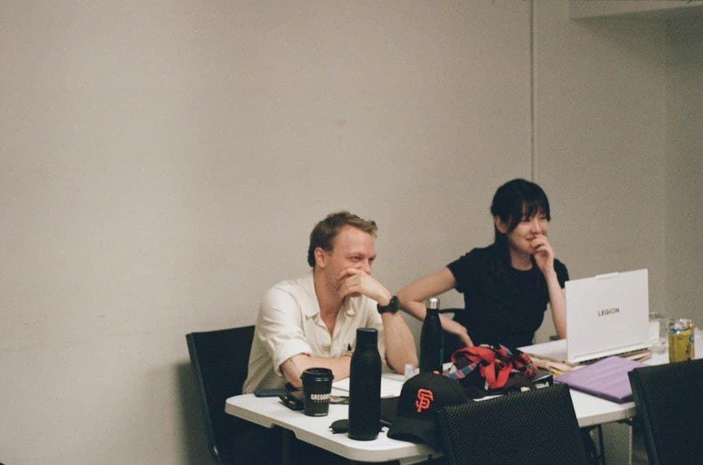Rehearsal: table work with coffee and laptop
